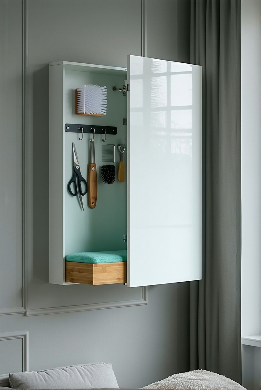 grooming station with storage