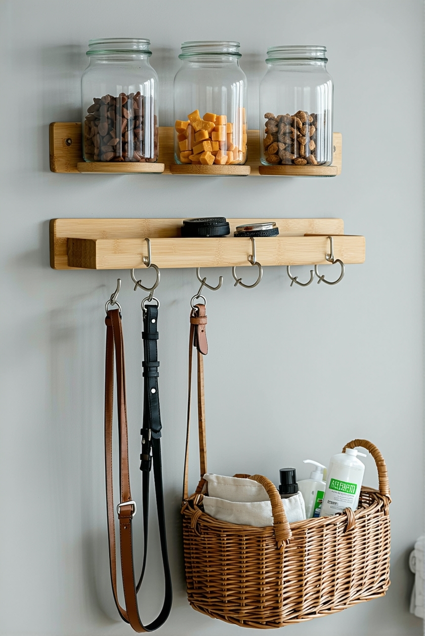 organized dog supply storage