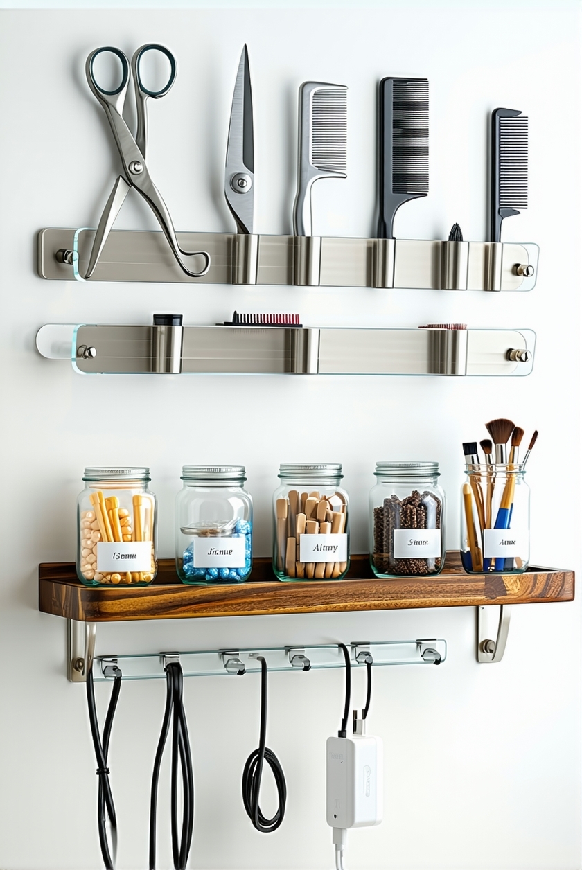 organized grooming tool storage