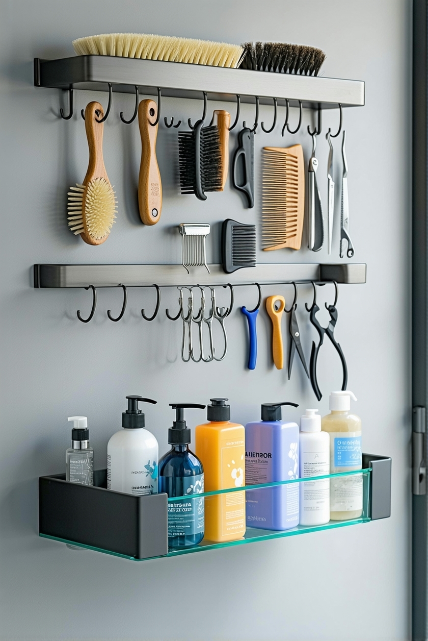 organized home grooming supplies