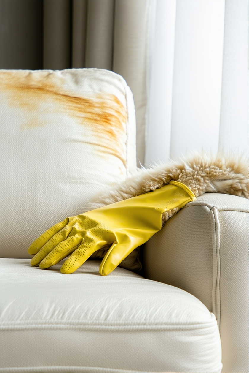 rubber gloves clean fabrics