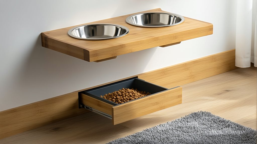 space efficient dog feeding station